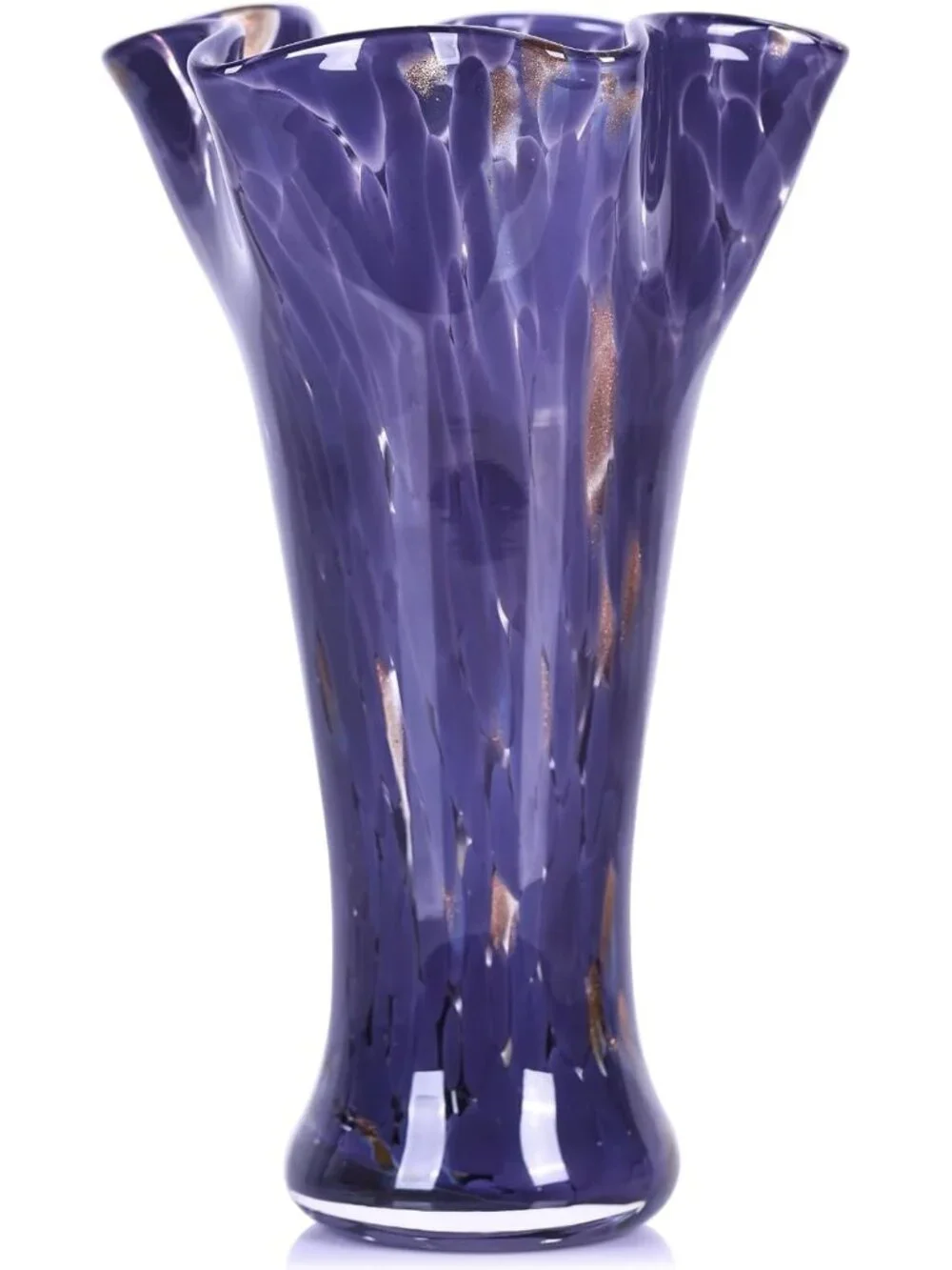 9.0 Purple Glass Vases For Flower Bouquet Unique Hand Blown Wide Mouth Shelf Dec